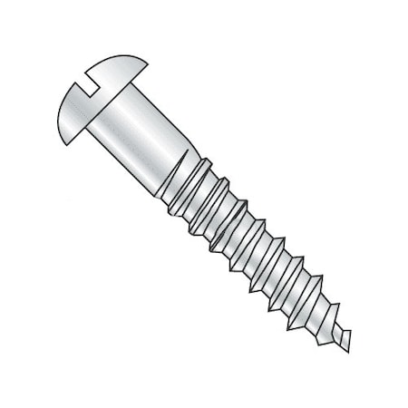 Newport Fasteners Wood Screw, #10, 1-1/2 in, Plain Brass Round Head Slotted Drive, 100 PK 428125-100
